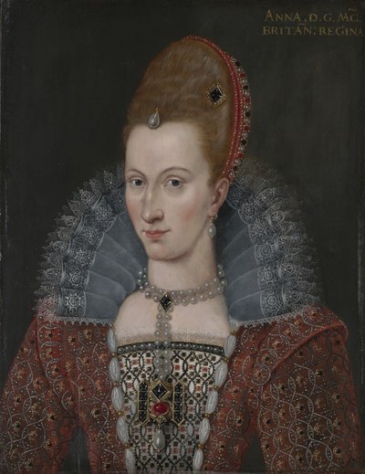 Portret van Anne van Denemarken (1574-1619) door Unbekannt Unbekannt